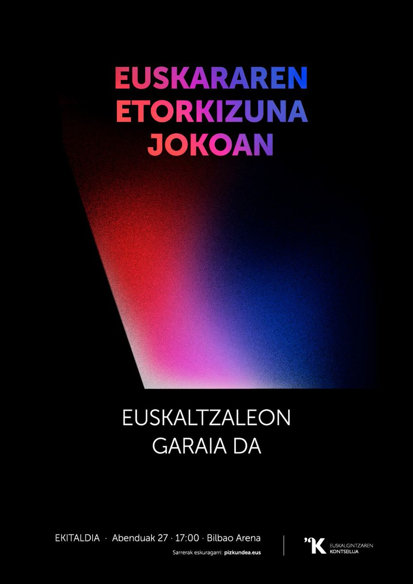 Euskaltzaleon garaia da! Abenduaren 27an Bilbao Arena betetzera goaz. #pizkundea