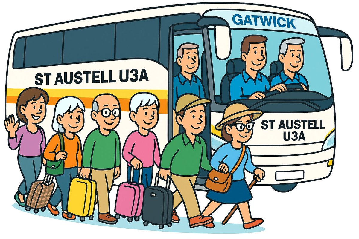 StAustellU3A's tweet image. This afternoon members of our Travel/Holiday Group will be leaving #cornwall and travelling to #gatwickairport for an overnight stay. Where will they be going? #u3a_uk #learnlaughlive #kernow #retirementlife #retirementliving #U3A #retirement #travel #holidayfun #holiday 😎