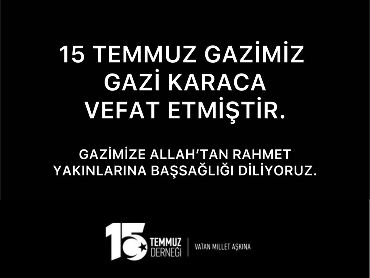 VEFAT HABERİ 

15 Temmuz Ankara gazilerimizden  GAZİ KARACA vefat etmiştir. Gazimize Allah’tan rahmet yakınlarına başsağlığı diliyoruz.
