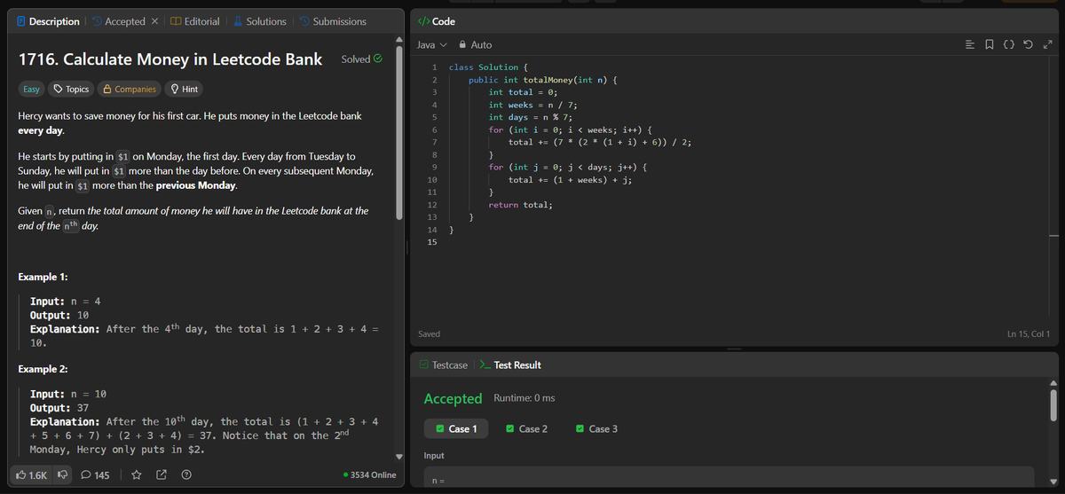 meranaamkhann's tweet image. Update for the last few days 
#LeetCode Questions :-
2048 :  Next Greater Numerically Balanced Number
6 : Zigzag Conversion
1716 : Calculate Money in Leetcode Bank
41 : First Missing Positive
#Java #CodingJourney