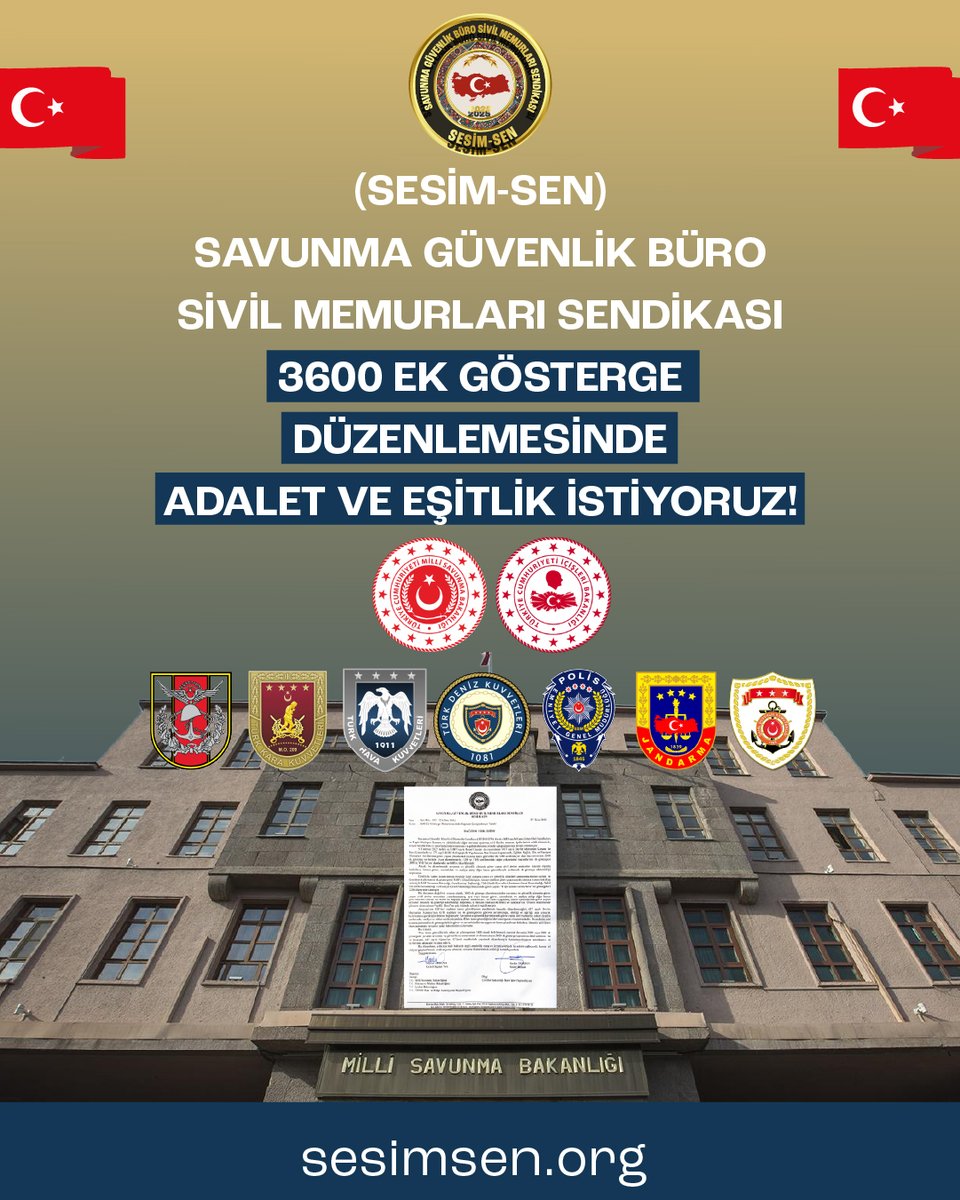 sesim_sen's tweet photo. SESİM-SEN
SAVUNMA GÜVENLİK BÜRO
SİVİL MEMURLARI SENDİKASI 

3600 EK GÖSTERGE DÜZENLEMESİNDE ADALET VE EŞİTLİK İSTİYORUZ!

Ayrıntılar: https://t.co/rthJzJN967 https://t.co/2nSz2gW2ME
