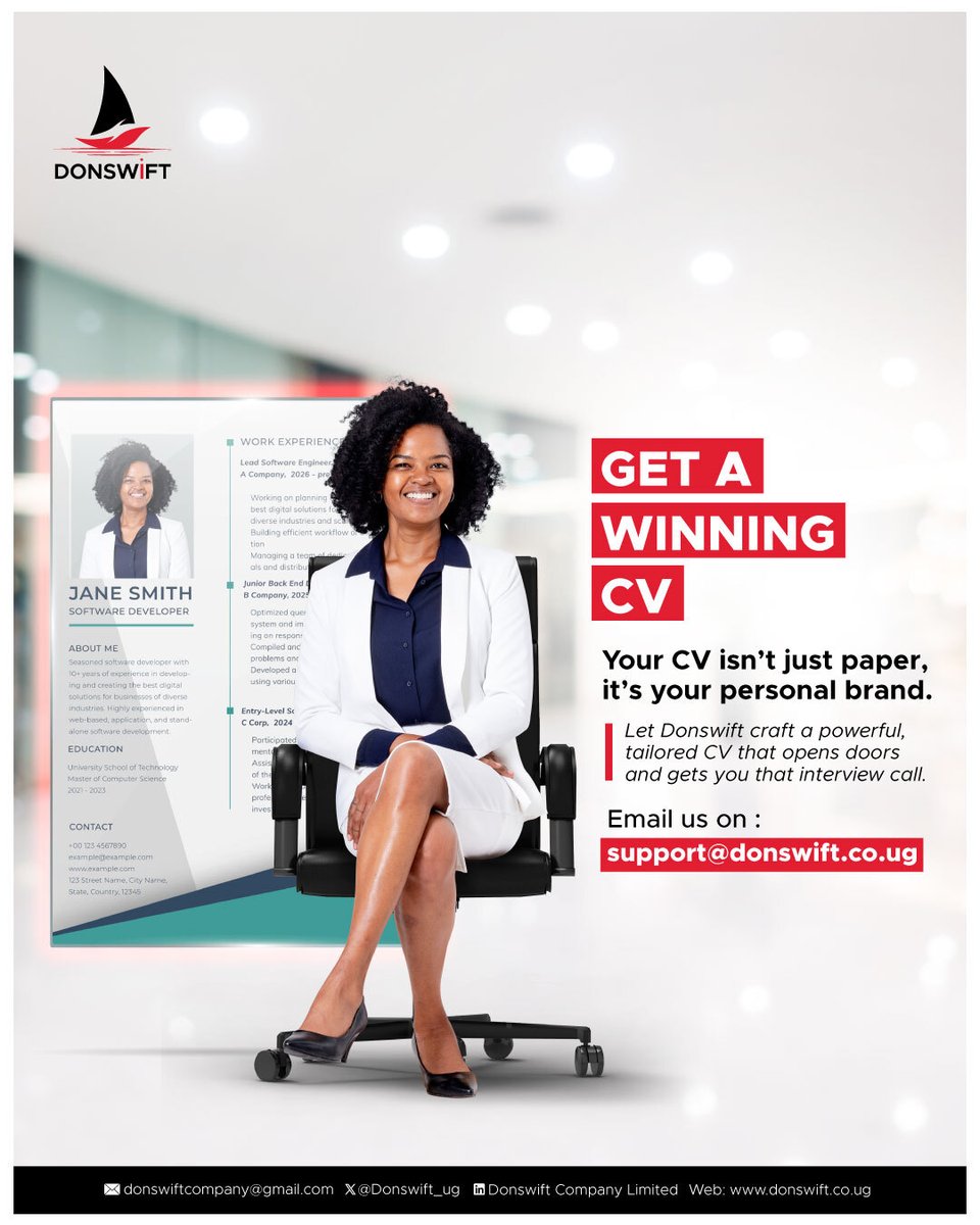 Donswift_ug's tweet image. Your next job starts with a CV that stands out. Let Donswift help you craft a powerful CV that gets noticed and lands the interview.

#CareerBoost