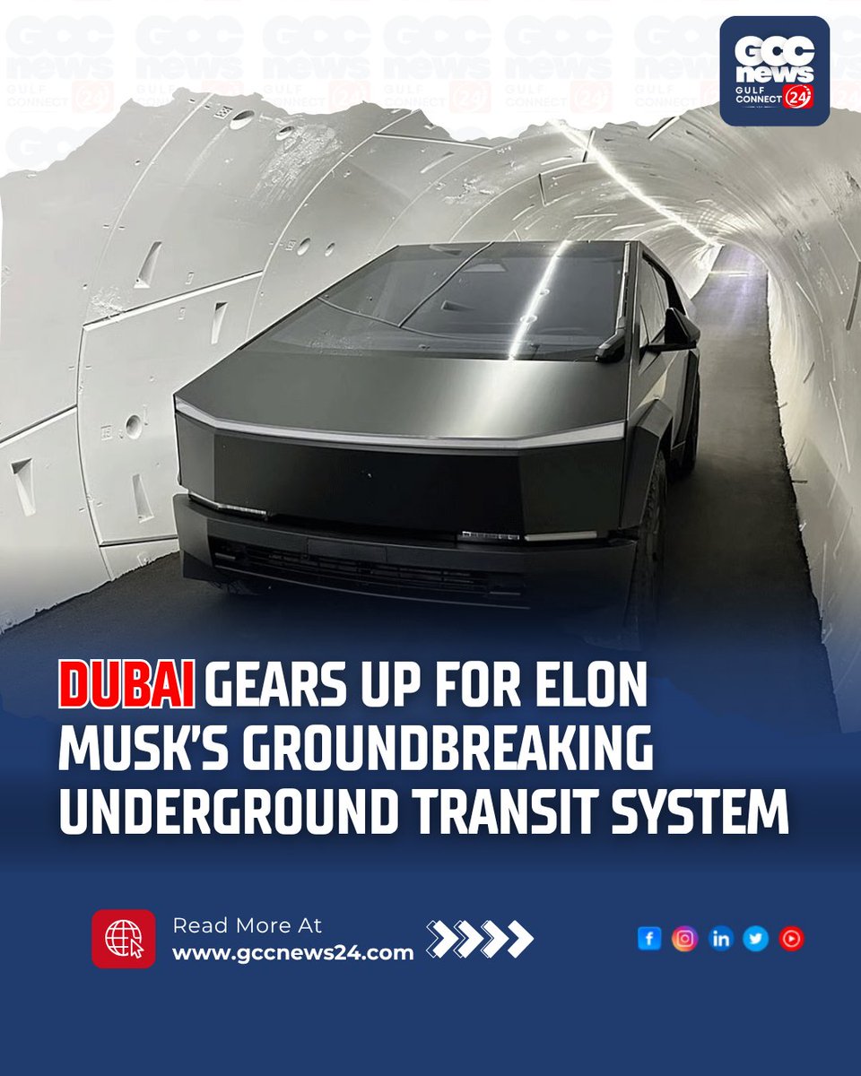 gccn24's tweet image. Elon Musk’s Dubai Loop to launch in 2026, promising fast, eco-friendly  underground travel with autonomous Tesla pods. 
.
Read more: gccnews24.com/elon-musks-hig… 
.
#DubaiLoop #ElonMusk  #SmartTransport #Dubai