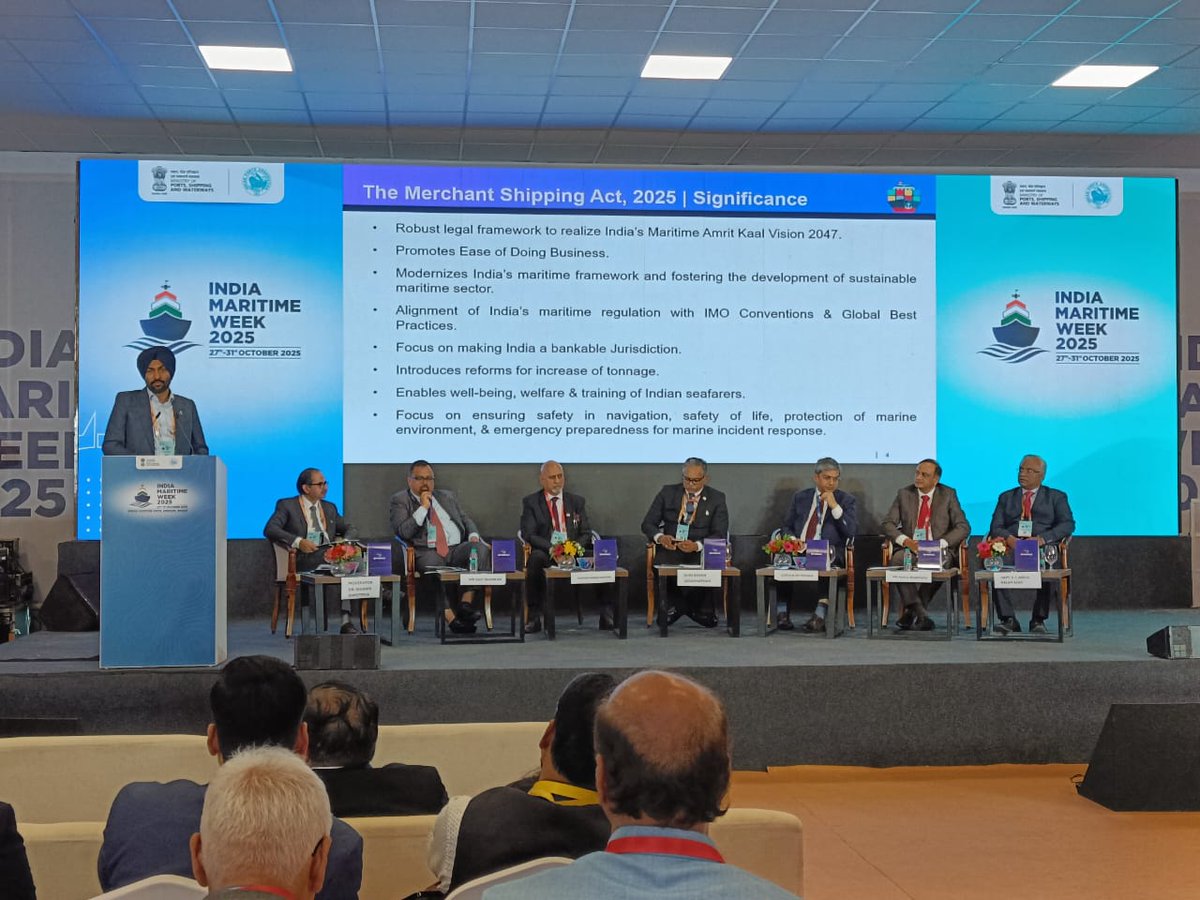 cmec_ris's tweet photo. The panel discussed on reforms in maritime safety, crew mandates, and tonnage enhancement to strengthen India’s maritime sector.

@SKSharma_World @RIS_NewDelhi
@Prabir_India @sujeetsamaddar @shishir_sh
@shipmin_india @dgshipping_IN 
 @vptIndia @imw_gov @QuadraantLegal https://t.co/0bFhdagfHL