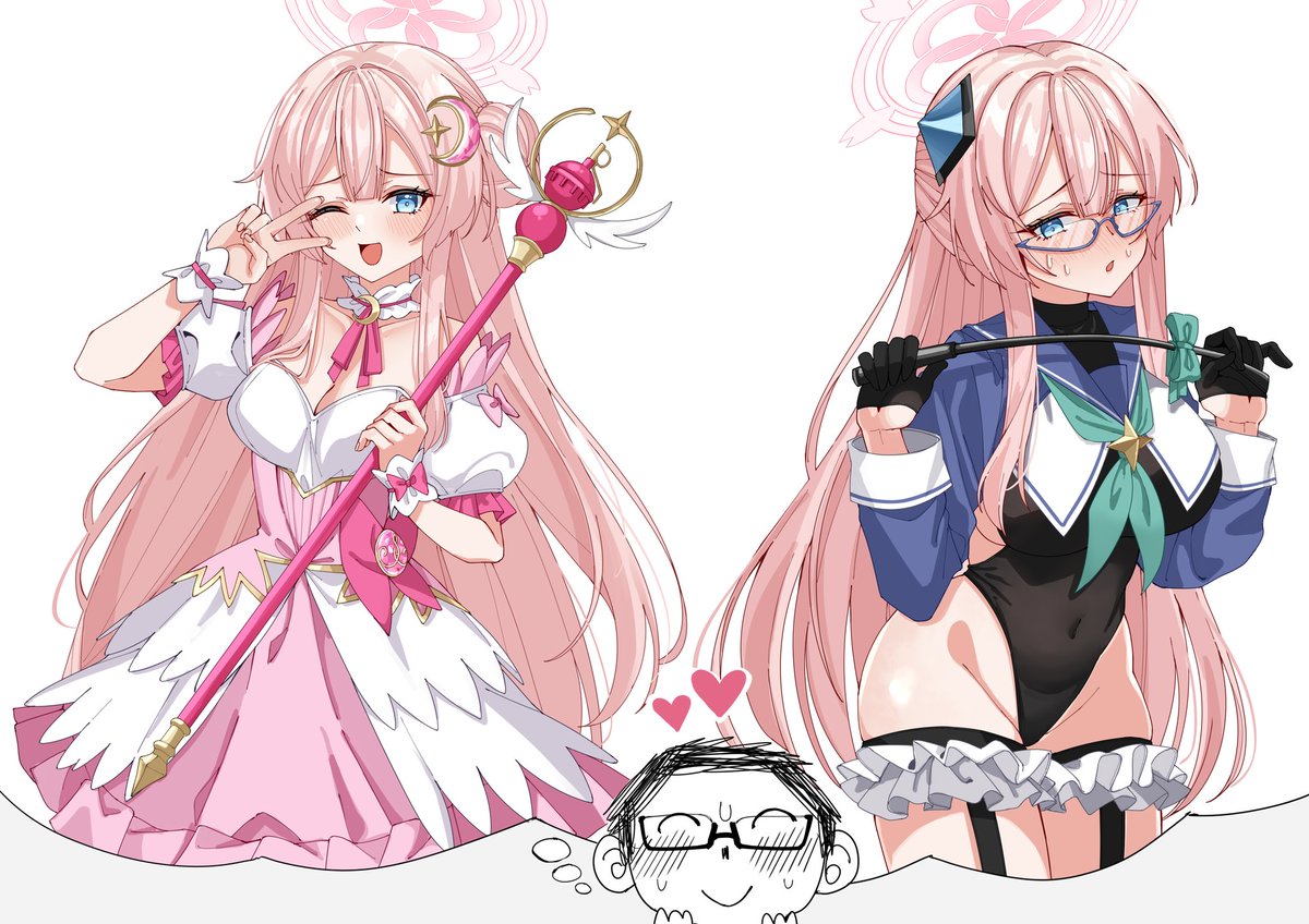 Which side? BOTH of course! 🩷😘 ＃水羽ミモリ #BlueArchive ＃ブルアカ