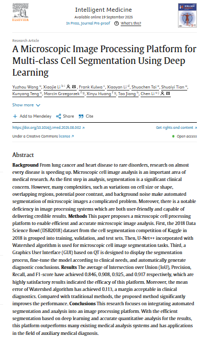 IntelligentMed8's tweet image. A Microscopic Image Processing Platform for Multi-class Cell Segmentation Using Deep Learning
doi.org/10.1016/j.imed…