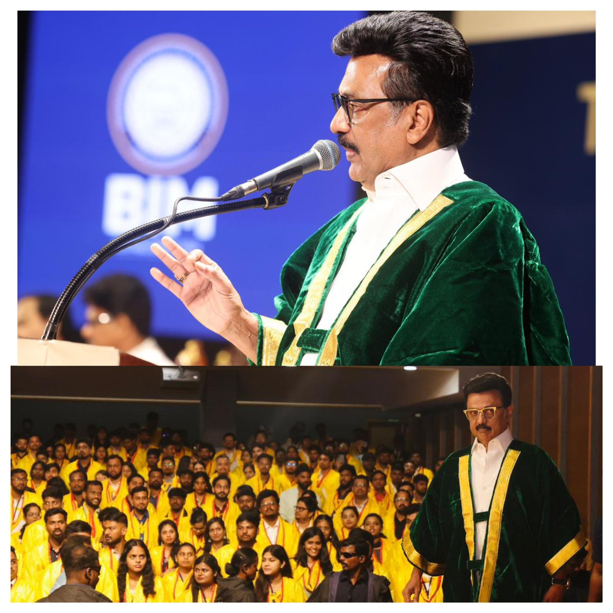 M.K.Stalin (@mkstalin) on Twitter photo பட்டம் என்பது வெறும் காகிதமல்ல; மாணவர்களின் உழைப்புக்குக் கிடைக்கும் அங்கீகாரம்! அவர்களது எதிர்காலத்திற்கான திறவுகோல்!
புதிய வாய்ப்புகளை உருவாக்கிடும் தொழில்முனைவோர்களாக உயர்ந்தும், பல்வேறு இந்திய நிறுவனங்களிலும் - பன்னாட்டு நிறுவனங்களிலும் CEO உள்ளிட்ட உயர் பொறுப்புகளில் பட்டம் என்பது வெறும் காகிதமல்ல; மாணவர்களின் உழைப்புக்குக் கிடைக்கும் அங்கீகாரம்! அவர்களது எதிர்காலத்திற்கான திறவுகோல்!
புதிய வாய்ப்புகளை உருவாக்கிடும் தொழில்முனைவோர்களாக உயர்ந்தும், பல்வேறு இந்திய நிறுவனங்களிலும் - பன்னாட்டு நிறுவனங்களிலும் CEO உள்ளிட்ட உயர் பொறுப்புகளில்