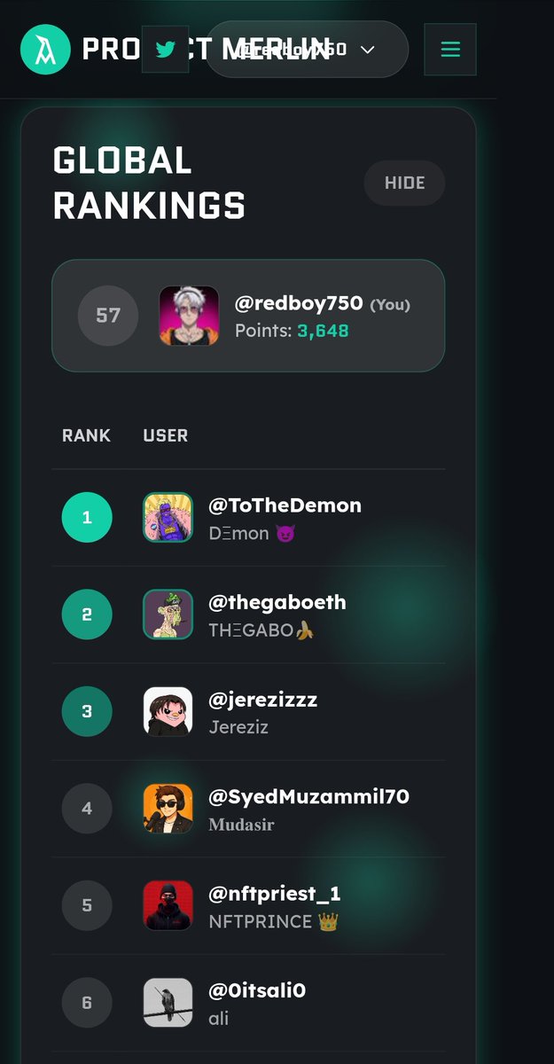 redboy750's tweet image. Hello to the @ProjectMerlinio team, in order to make the leaderboard more attractive, I would like to ask you to reward those who interact with real people throughout the day with, say, 100 points every day, and deduct, say, 300 points every day, from those who act like robots.
