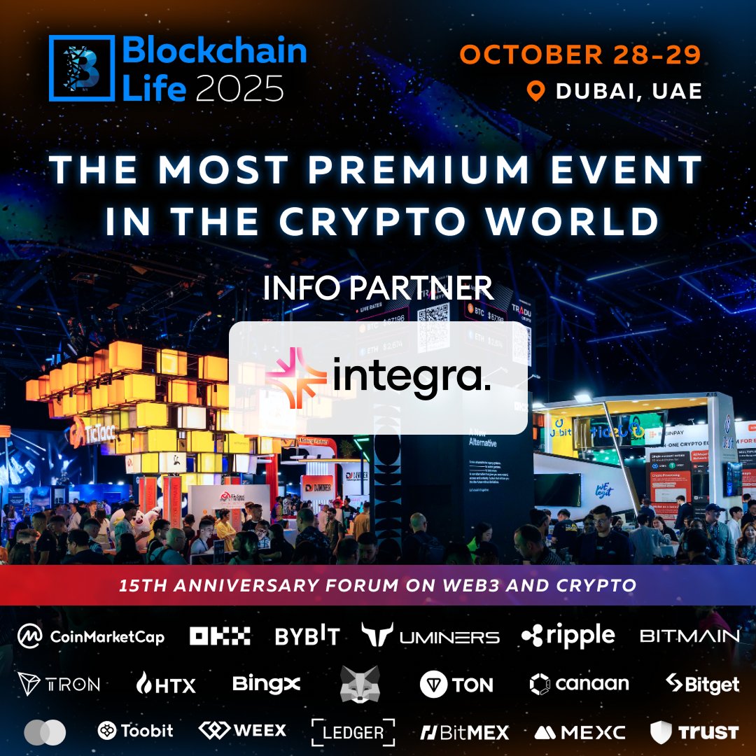 Integra is excited to be a part of <a href="/BlLife_Forum/">Blockchain Life 2026</a>. 

The gathering brings together 15,000+ attendees from 130+ countries, 3 stages, and 200+ speakers.

See you on October 28-29.

🎟 Use promo code "integra" for 10% off
 👉 blockchain-life.com
