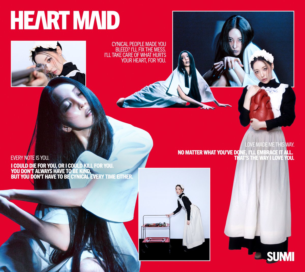SUNMI 1st Full Album 【𝐇𝐄𝐀𝐑𝐓 𝐌𝐀𝐈𝐃】
CONCEPT POSTER

🫀 2025.11.05 6PM (KST)

💿 Pre-Order &amp; Pre-Save &amp; Pre-Add
lnk.to/SUNMI_HEARTMAID

#선미 #SUNMI
#HEART_MAID
#CYNICAL