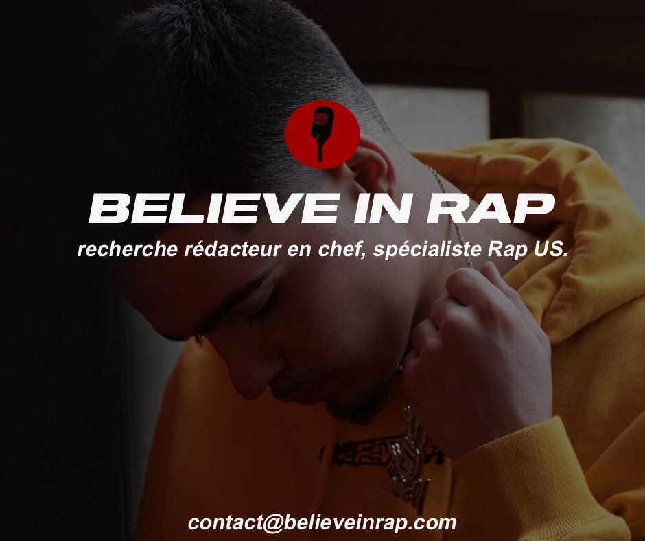 💿 Believe in Rap recherche un rédacteur en chef, spécialiste du Rap US ! 🔥🎤
~

📩 Contactez-nous via e-mail à :
➡ contact@believeinrap.com

#BelieveinRap