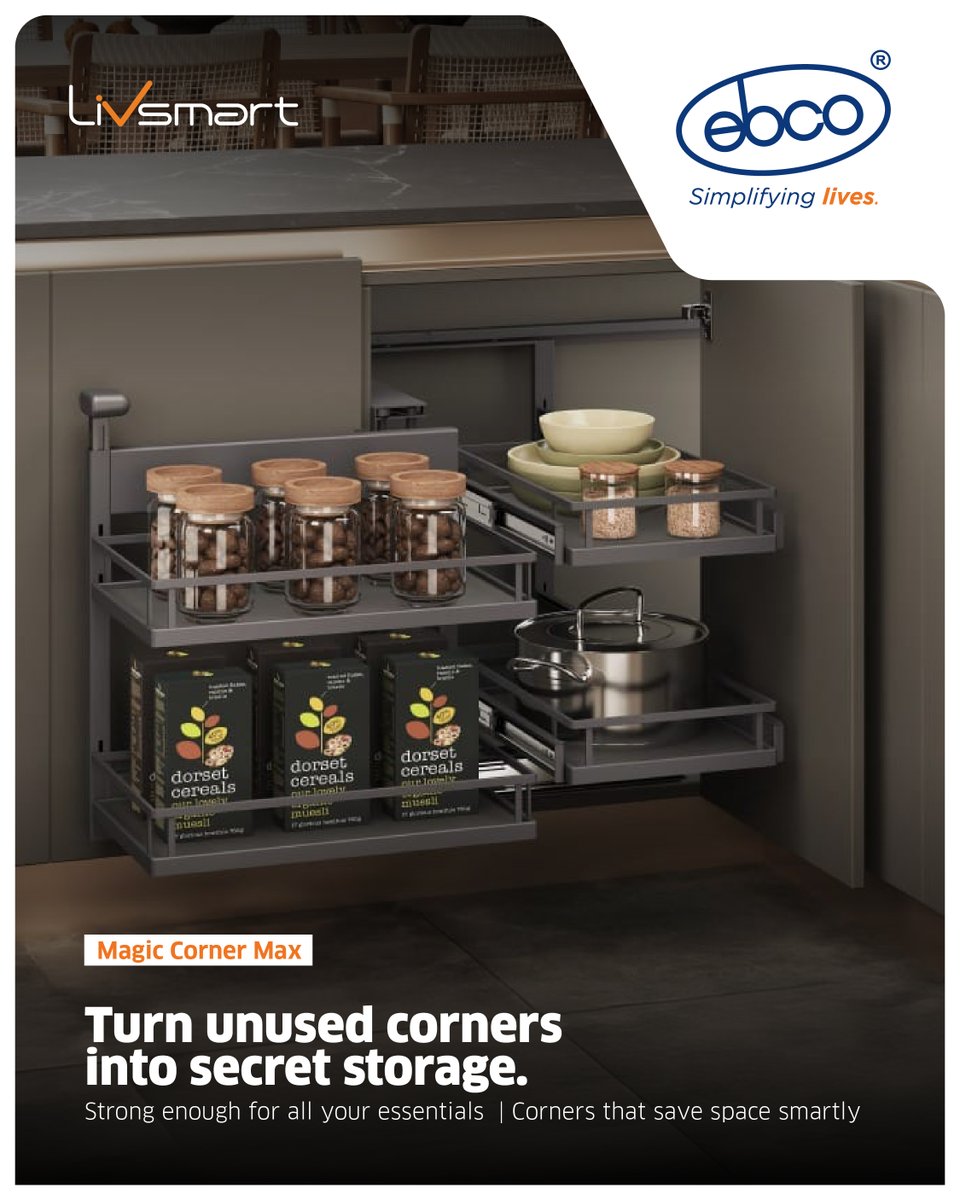 ebcohardware's tweet image. Transform unused corners into elegant storage with flat base baskets!

Easy access, soft-close convenience.

#Ebco #SmartStorage #KitchenEssentials #IndianHome