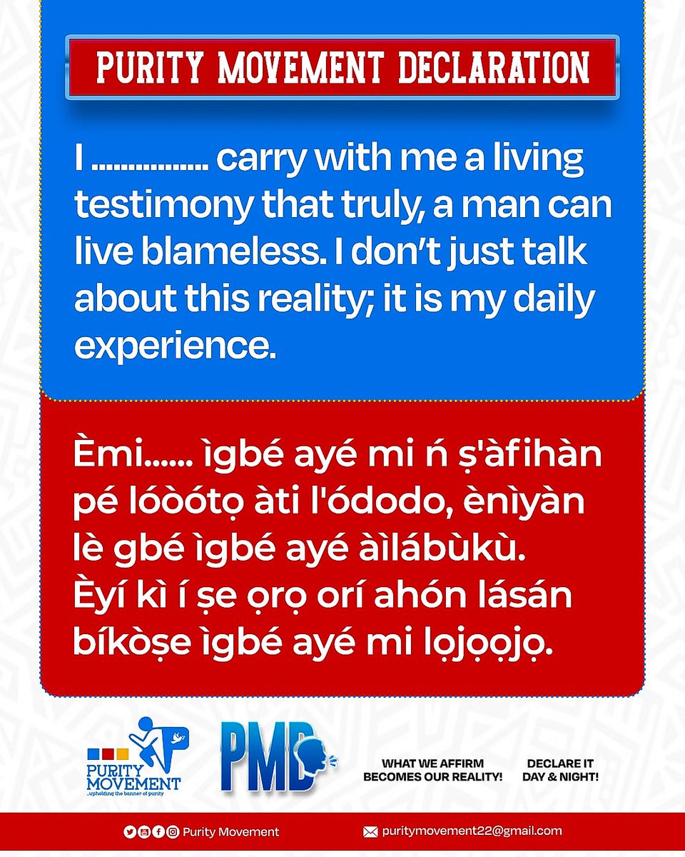 puritymovementt's tweet image. Purity Movement Declaration (PMD)🗣️🗣️🗣️ | October 27, 2025.

#declaration
#affirmation
#PurityMovement
#Jesusbeglorified
#Lightbebroughttoallmen
#Thetreesofrighteousnessbeplanted
#spamedia