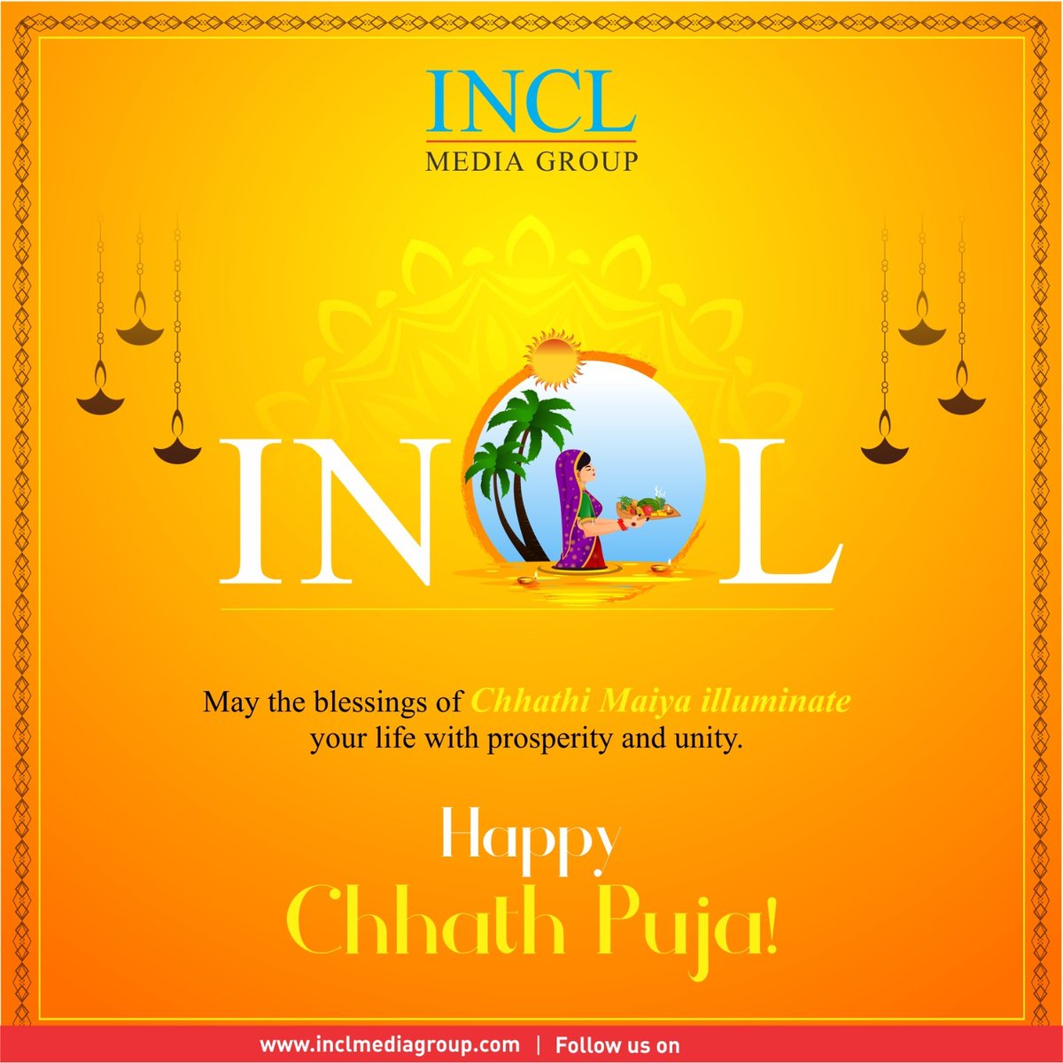 INCLGROUP's tweet image. With the rising and setting sun, we celebrate life&apos;s greatest blessings. May your Chhath Puja be filled with peace and devotion. ☀️🙏

#INCLMediaGroup #ChhathPuja