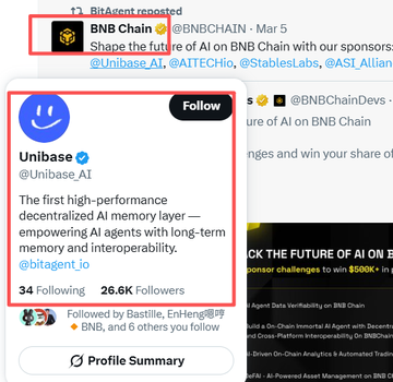 kimjoona2026's tweet photo. $U402 is currently valued at 5.5 million.

👉 Check it out:  

Contract: 0xd2b3ab9f7d7d1a7e1fc2be1eab59bba4154d63ce  
Signals: dyor  

Unibase is a decentralized AI memory layer.  
Its goal is to make AI agents more human-like by enabling them to remember past interactions and engage in meaningful conversation.  
For more information, visit: https://t.co/UcYvw0IdhP

👉 Check it out:
https://t.co/25nMCLzMy2

Contract: 0xd2b3ab9f7d7d1a7e1fc2be1eab59bba4154d63ce
Signals: https://t.co/YYTRHpiBjk
