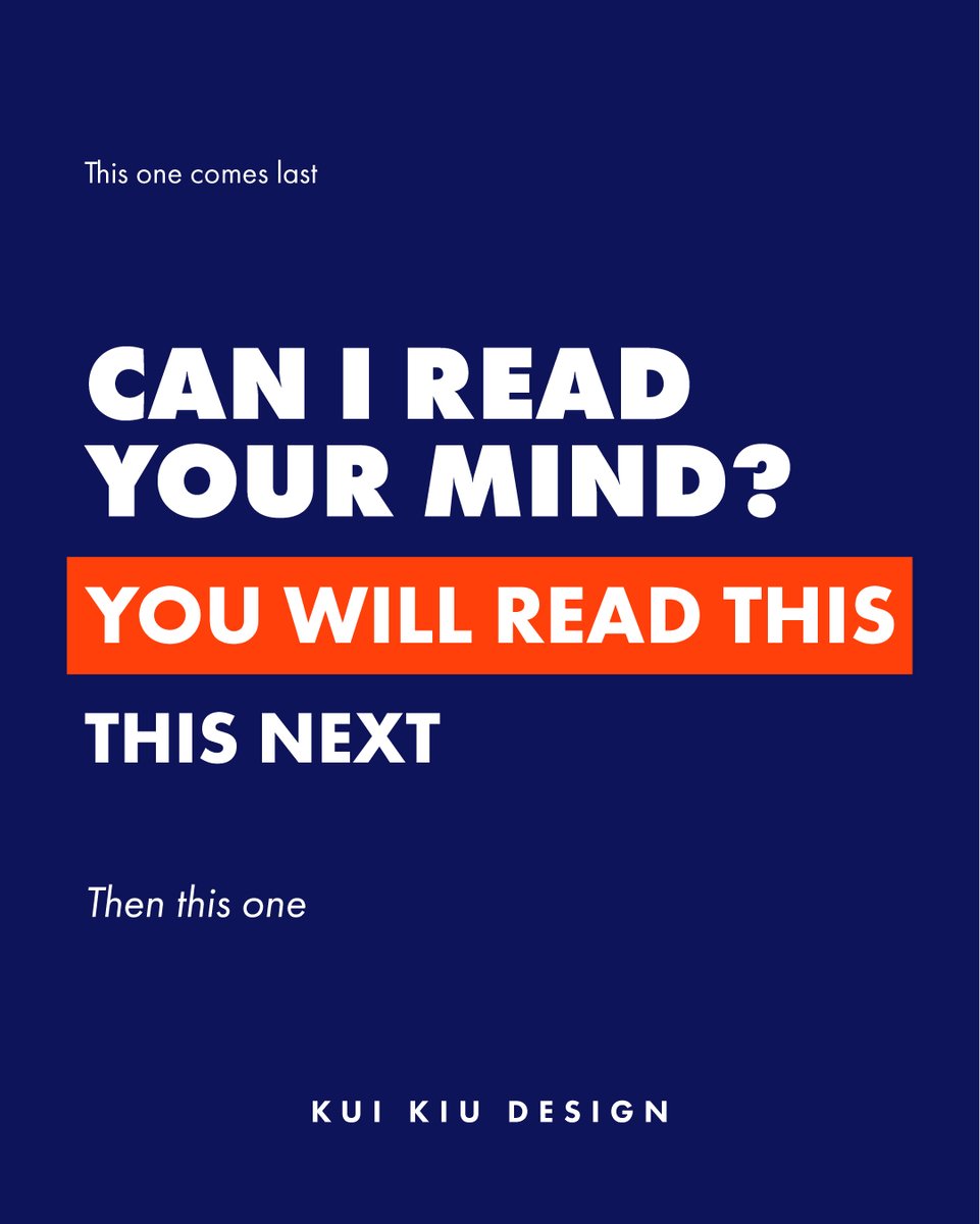kuikiudesign's tweet image. Did we read your mind successfully? 👀 Font size, spacing, and layout — every detail shapes what you see (and when you see it).  #KuiKiuDesign #TypographyDesign #VisualHierarchy #DesignMatters #GraphicDesign #CreativeStudio #DesignThinking #VisualCommunication