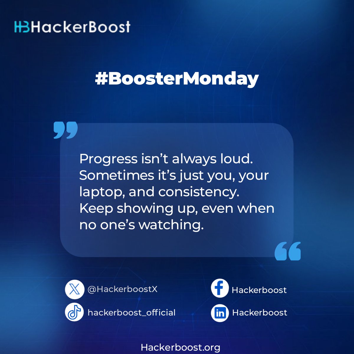 HackerBoostX's tweet image. Booster Monday is here again 🚀
Another week to build, learn, and grow 
Progress isn’t always loud.... sometimes it’s just you, your laptop, and consistency.
Keep showing up. Keep building. 💪

#BoosterMonday #HackerBoost #Web3Builders #Web3Community  #BUI