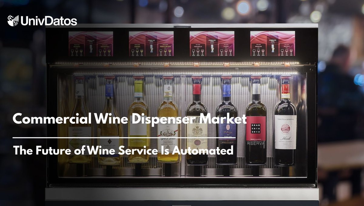 univdatos2's tweet image. 📈 The #CommercialWineDispenser market valued at $1.36B (2024) is set to grow at a strong 7.51% CAGR (2024–2032).
Driven by #automation, #sustainability, and the rise of #WineByTheGlass experiences. 🍷
#Hospitality #WineTech
Visit Hare : shorturl.at/Csf8X