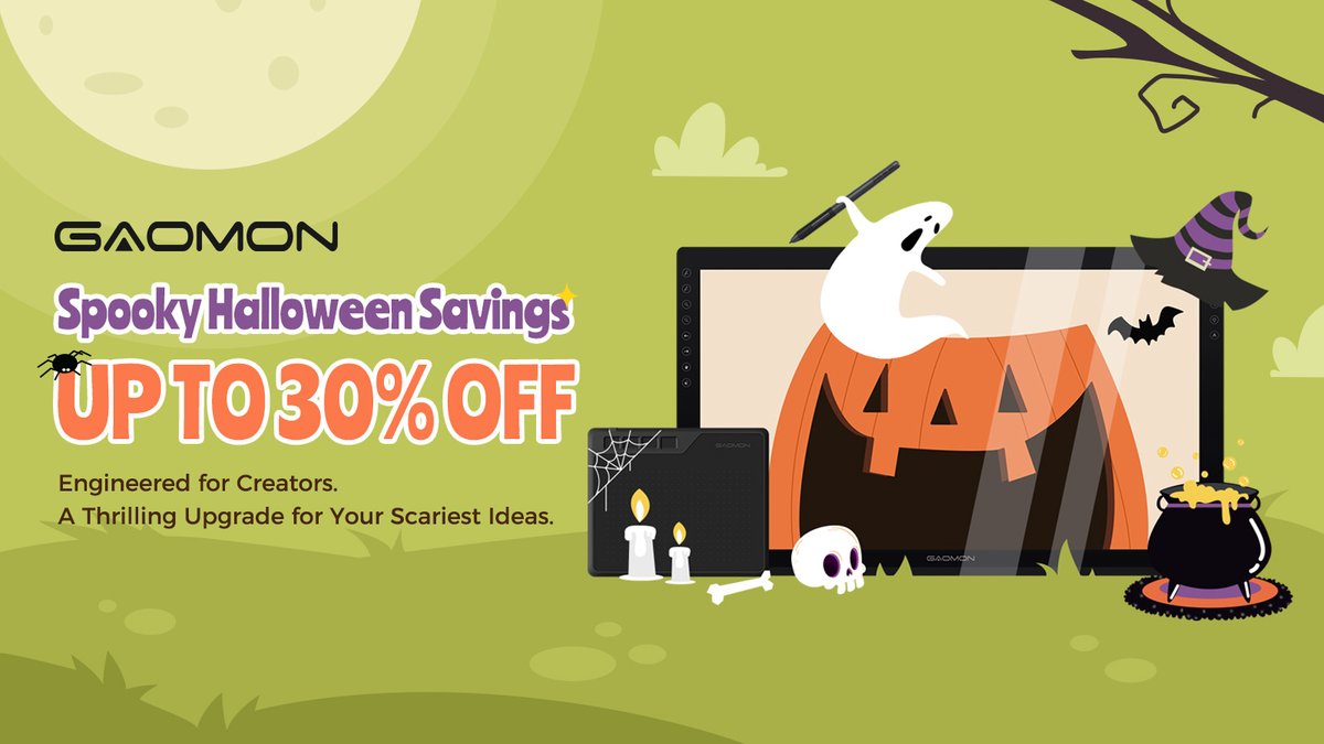 🦇 SPOOKY HALLOWEEN SAVINGS! 🦇
Unleash your scariest ideas with #GAOMON — now UP TO 30% OFF!
Engineered for creators. Perfect for a thrilling creative upgrade this season. 👇
🔗tinyurl.com/GAOMON-Officia…
#HalloweenDeals #CreativeTools #DigitalArt #ArtSale #SpookyHalloween