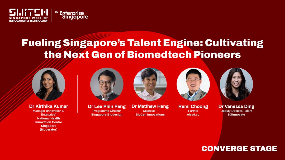 SwitchSingapore's tweet photo. How can we best cultivate the next generation of biomedtech pioneers?

Join this panel, powered by the National Health Innovation Centre (NHIC) Singapore, to explore the evolving biomedtech talent landscape.

Join the nexus of innovation at SWITCH 2025! https://t.co/o4K9Q0RKJt https://t.co/RZvir5XmuD