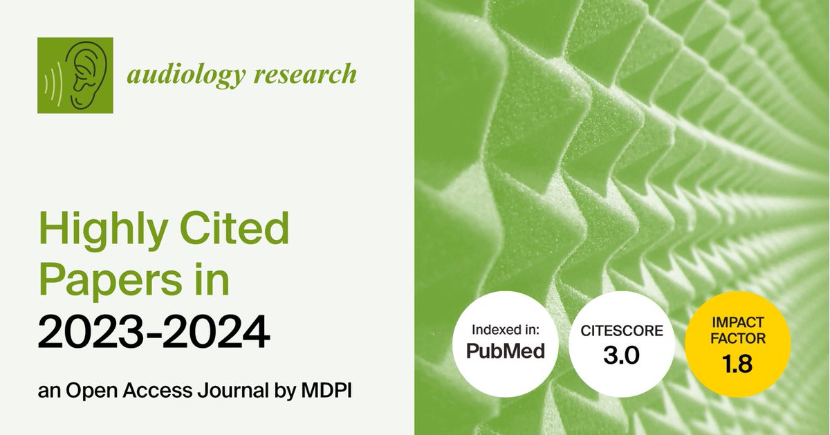 <a href="/AudiolRes_MDPI/">Audiology Research MDPI</a>  announced a collection of its highly cited papers published in 2023 and  2024.  You can read and download freely here:  mdpi.com/journal/audiol…
