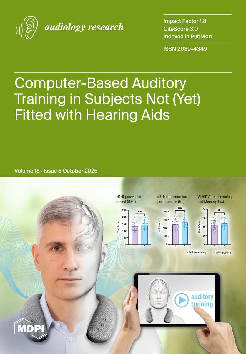 All articles in  <a href="/AudiolRes_MDPI/">Audiology Research MDPI</a>   Vol 15, Issue 5, are now freely available to access, read and download: mdpi.com/2039-4349/15/5