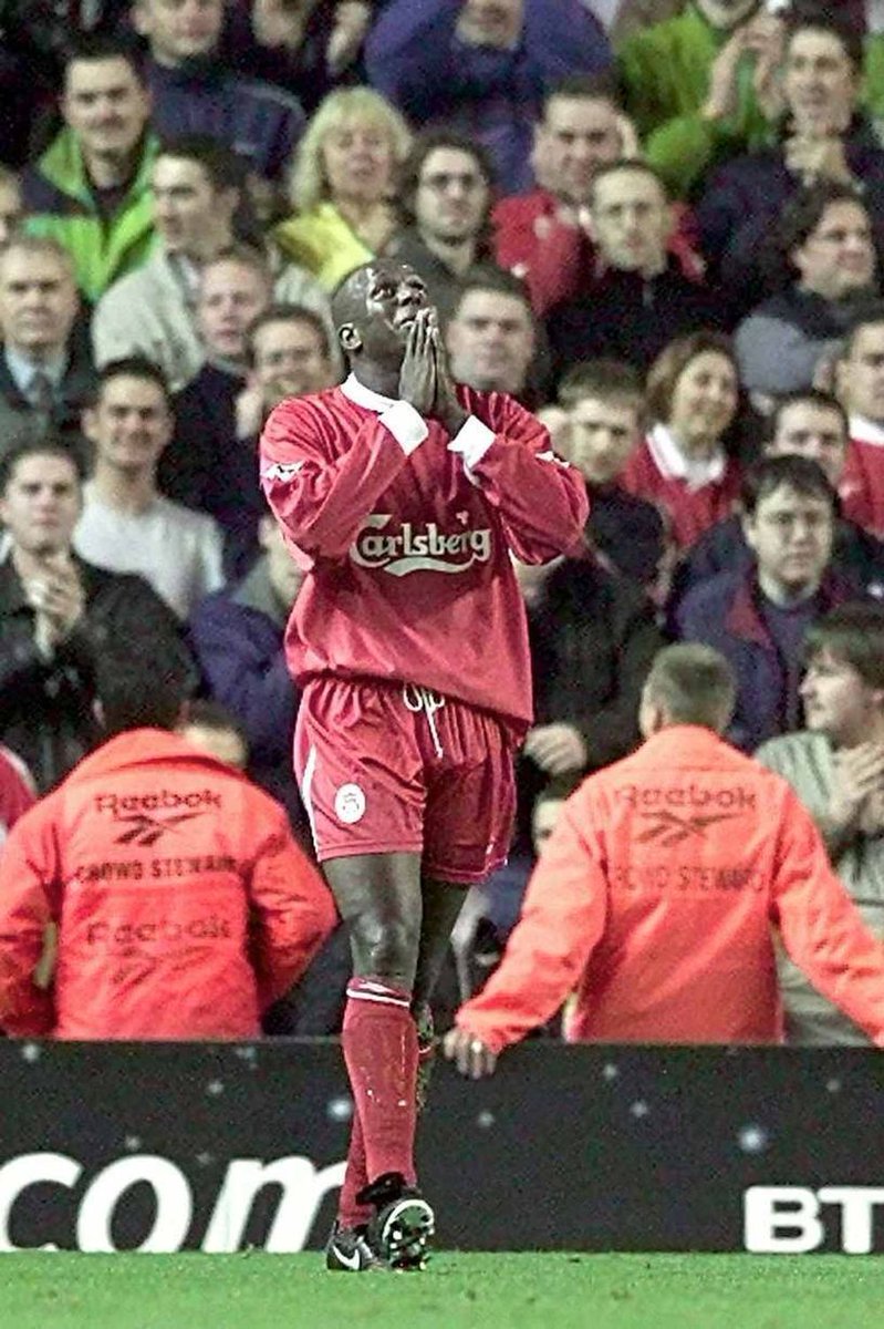 27 October 1999
Titi Camara breaks down in tears after scoring the only goal of the game in Liverpool's win over West Ham at Anfield.

He later revealed that his father had died earlier that day. It's hard to even imagine how difficult it was for him to do that.