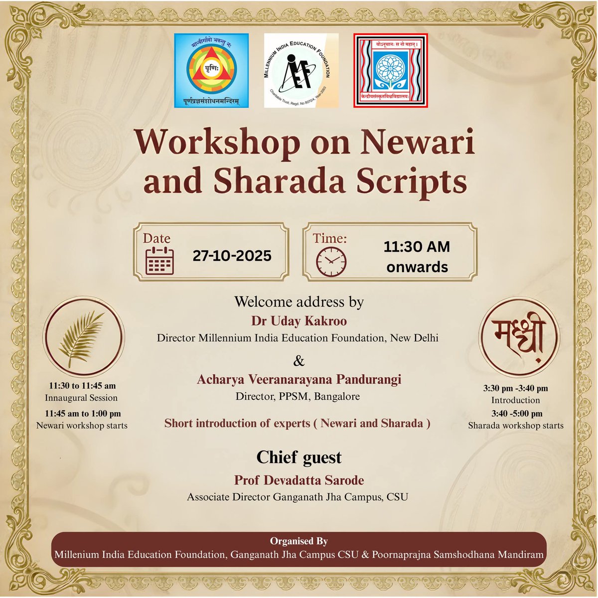 PPSMB's tweet image. Workshop on Newari and Sharada Scripts Starting Today. @AcharyaVeeraNP2