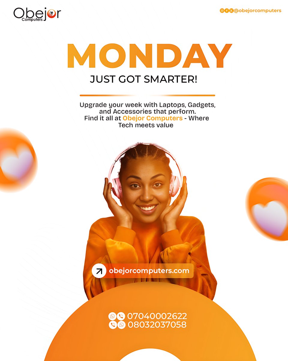 obejorcomputers's tweet image. 💻 Monday just got smarter
Upgrade your week with laptops, gadgets &amp;amp; accessories that perform only at ObejorComputers, where tech meets value
🛒 Shop now click link in Bio
📍 visit any of our store near you| 🚚 Nationwide Delivery

#MondayMotivation #ObejorComputers #TechDeals