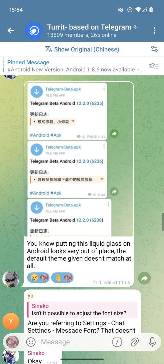 TurritOfficial's tweet image. The latest  Telegram 12.2.0 Android version also has liquid glass, but there&apos;s no off switch. What are your thoughts?
#ios26 #liquidglass @telegram #turrit #tg