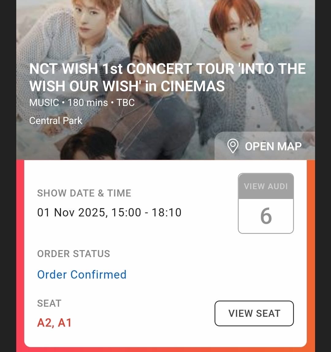thiatea_'s tweet photo. 🛒WTS NCT WISH 1st CONCERT TOUR in CINEMAS

✨guys aku mau jual tiket pribadi konser nya nct wish di CGV sabtu besok
📍Lokasi ya di Central Park
🎫 Seat A2 &amp; A1 paling atas jd enak nontonnya

Minat bisa DM ya, nego jg boleh💚 #wts #NCTWISH #cgv #NCTWISH_CONCERT_TOUR_IN_CINEMA https://t.co/vb3ZYrdpqY