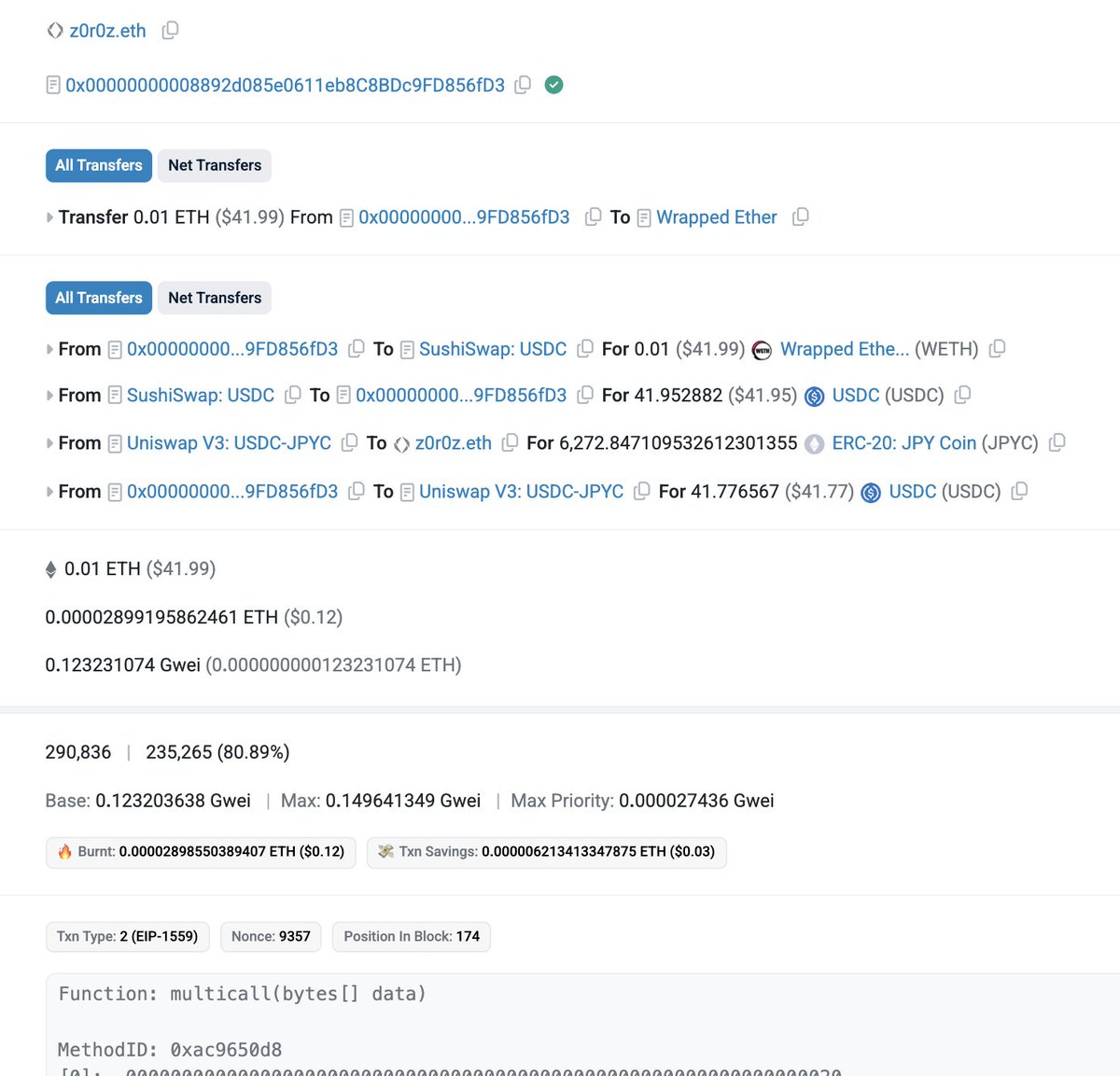 I just bought japanese yen using an onchain DEX agg