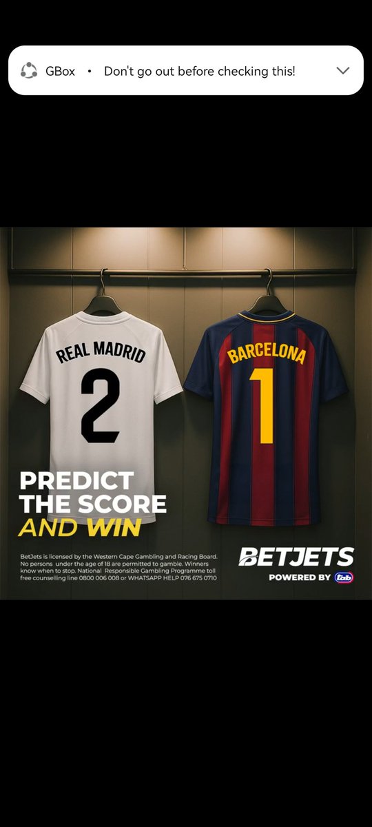 DvdNevhulaudzi's tweet image. #BetJets #ElClasico #PredictTheScore #WalalaWasala