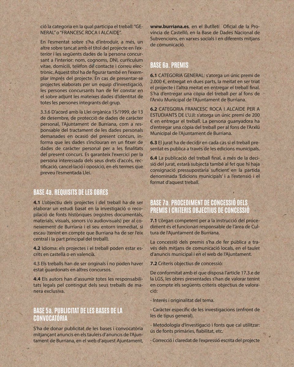 AMBurriana's tweet photo. El termini per a presentar projectes al Premi Ciutat de Burriana d'Investigacions Històriques finalitza este divendres, 31 d'octubre. 

#Burriana #AjuntamentBurriana https://t.co/Cvy4iAaZJ5