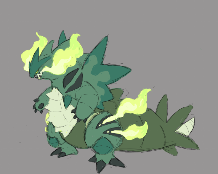 ReJohto Tyranitar Bug/Dark

In this ig alt universe tyranitar is a heavily mutated bug that excudes insect like particles creating a new weather called swarmstorm

#Pokemon 
#tyranitar
#pokemonfanart 
#pokdmon
