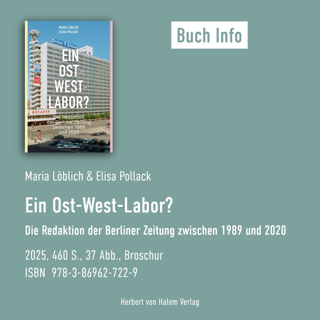 Neu im @HalemVerlag 📰
„Ein Ost-West-Labor?“ untersucht die Redaktion der Berliner Zeitung zwischen 1989 und 2020 – und zeigt, wie sich journalistische Praxis, Strukturen &amp; Identitäten im vereinten Deutschland verändert haben.

#Journalismus #DDR #Mediengeschichte #HalemVerlag