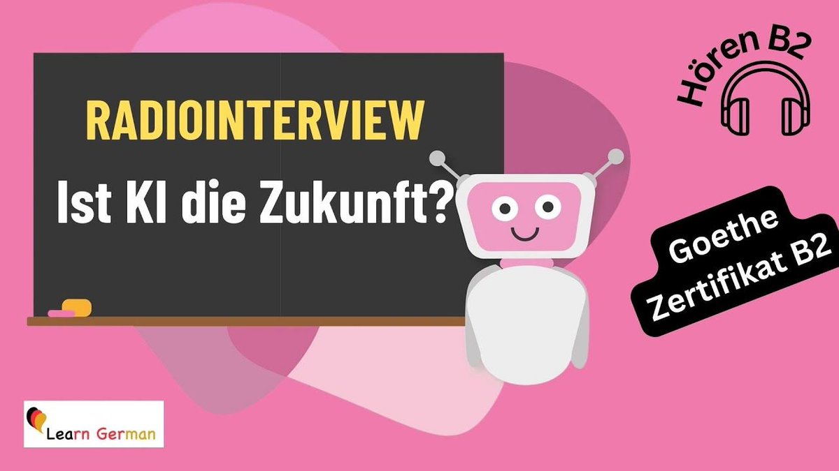 reisquarteu's tweet image. Hören B2 | Is #AI the Future? | #Radiointerview | #LearnGerman | #GoetheZertifikat B2: youtu.be/2Ys7afxh0Go #Deutschlernen