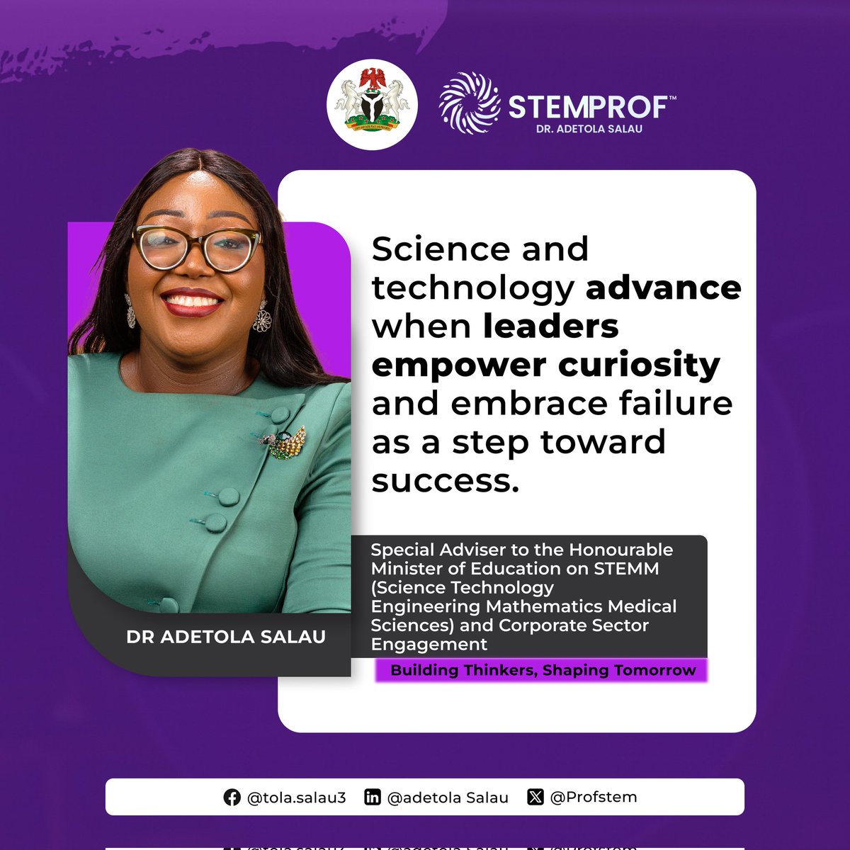 AdetolaAriyikeS's tweet photo. Monday With Dr. Adetola Ariyike Salau
#STEMProf #NigeriaSTEAMAI #STEMMLeadership #EdTech #NigeriaEducation #KwaraTech #EmpoweringEducators #BuildingThinkersShapingTomorrow
#FederalMinistryofEducation https://t.co/InPbY6KMny