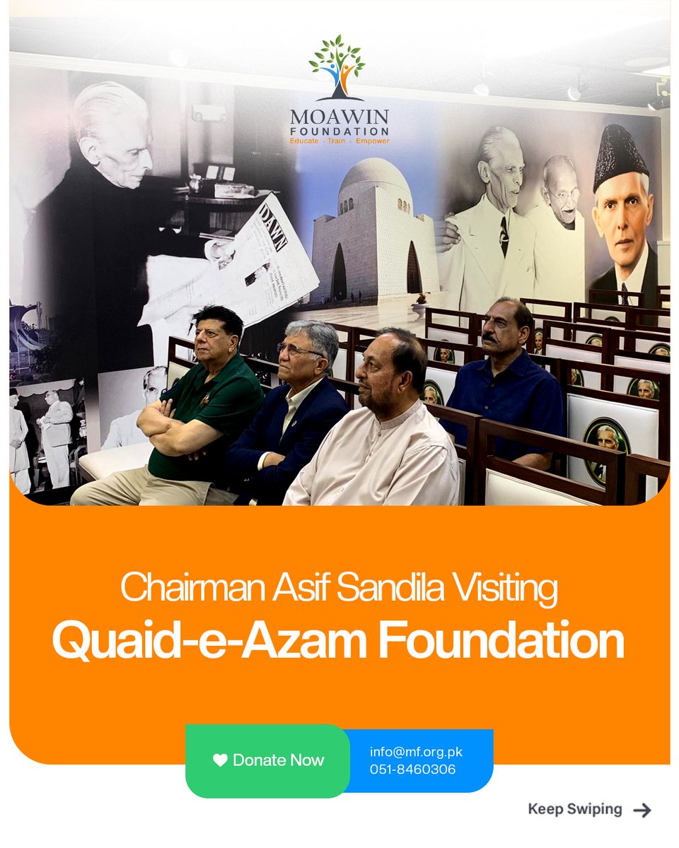 During the ongoing Moawin Foundation Donor Drive in the USA, Chairman Admiral (R) Asif Sandila visited the Quaid-e-Azam Foundation, strengthening partnerships and shared commitments toward education and community uplift in Pakistan.

#MoawinFoundation #QuaidEAzamFoundation