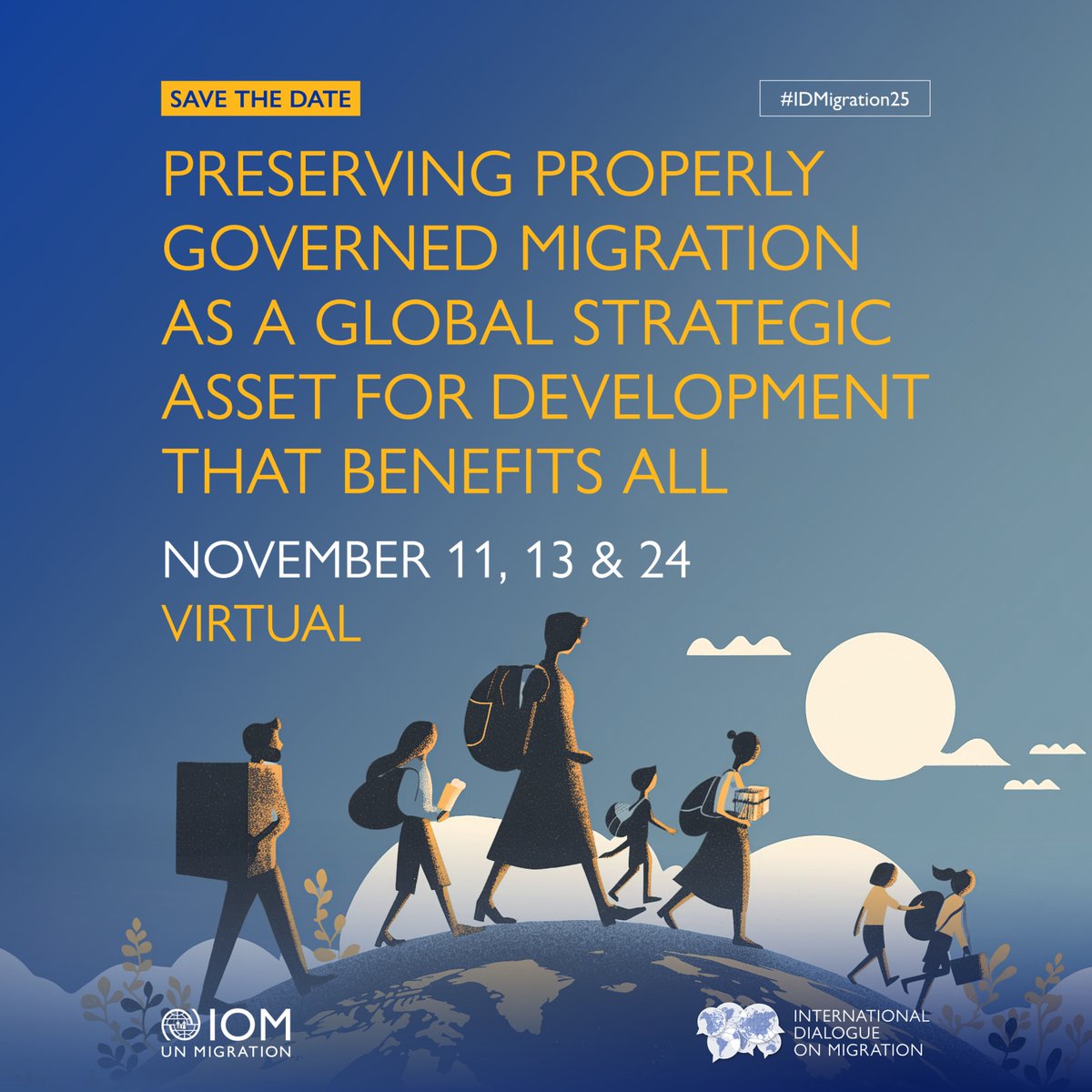 IOM is excited to announce the launch of the next International Dialogue on Migration, taking place on November 11, 13, and 24 this year. ​

Stay tuned for more information about the sessions here: iom.int/ZML