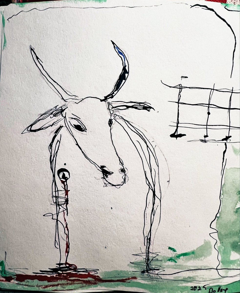 DanielDollase's tweet image. The goat... painted with ink 🫟 and watercolors... 

#art #artwork #expressionism #watercolor #ink