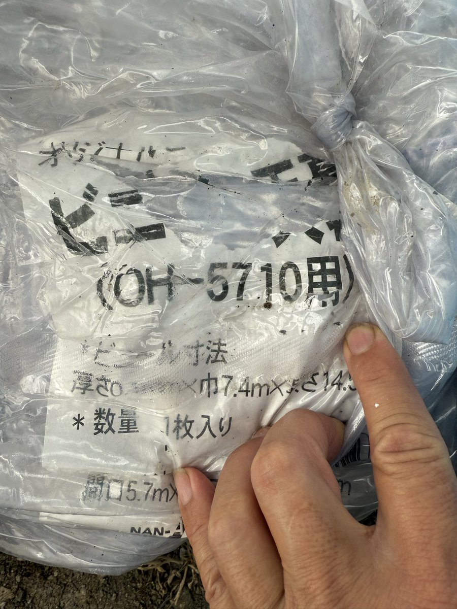 ハウス天幕剥いで張替えようと
買って置いたヤツ開けたらまさかのサイズ違い😱
OH5715頼んだのに〜
最悪😣張替え手伝いに来てくれた2人にも申し訳ない🙏
しばらくハウスは骨だけ雨ざらし
そういえば
九州の方にも天幕無しハウスがあった様な🤭確か歳も同じだ