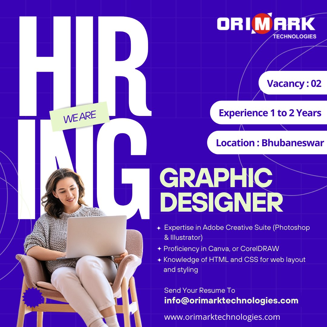 OrimarkTech's tweet image. #OrimarkTechnologies is hiring #GraphicDesigners in Bhubaneswar! If you’re skilled in Adobe Creative Suite, Canva, or CorelDRAW, join our creative team where innovation meets technology and your designs make an impact.
Send your cv to info@orimarktechnologies.com!