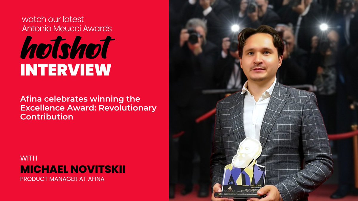 Watch Michael Novitskii, Product Manager at Afina, during his Red Carpet HOTShot interview at the Antonio Meucci Awards in Madrid as the company celebrates winning the Excellence Award in Revolutionary Contribution.

Watch interview: youtu.be/4ntpaGUbNh4

#AntonioMeucciAwards
