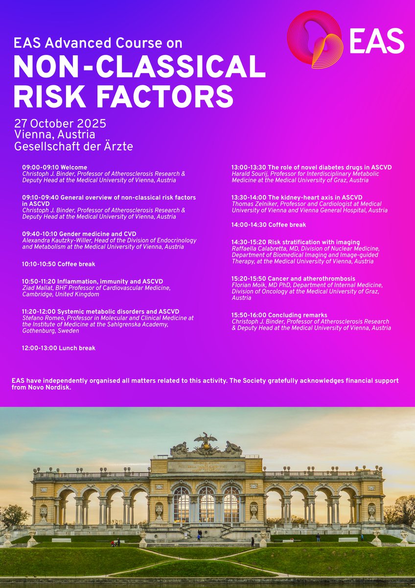 society_eas's tweet photo. We’re thrilled to be in Vienna for the second event in the EAS Advanced Course series on non-classical risk factors! Take a look at the programme and discover the thought-provoking discussions happening today. @ProfKausikRay @KatiOorni https://t.co/jRDTgqgjci