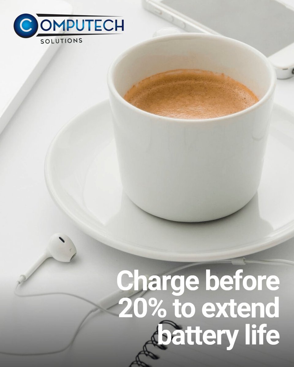 Computech_PTA's tweet image. Make your laptop battery last longer: lower brightness, close apps, use battery saver, charge before 20%, prevent overheating &amp;amp; replace old batteries with Computech Solutions. Shop now! #LaptopRepair #ComputechSolutions #TechSupport #LaptopService #LaptopBattery
