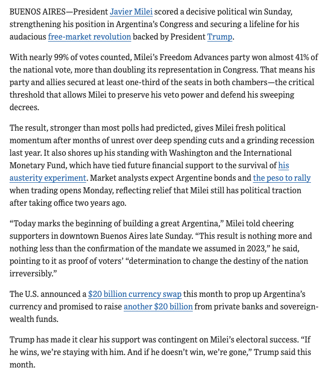 Ylen analyysi 19.10.2025 vs. vaalitulokset WSJ:n mukaan aamuyöllä. Miten tässä nyt näin kävi? Äänestäjät on sittenkin ostettavissa? Laittaiskohan Uncle Sam ystävällisesti miljardeja tulemaan tännekin jos brändättäis oppositiopuolueet kommunisteiks...?