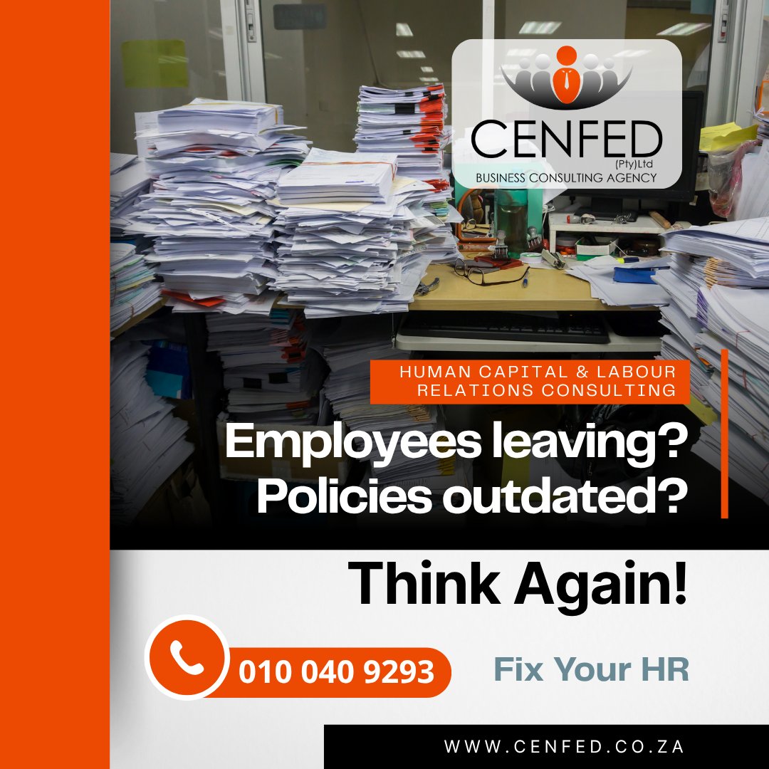 CenfedBBBEE's tweet image. 👥 Staff turnover high? Policies outdated?
Cenfed helps you build compliant, people-focused workplaces that last. 💼

📞 Let’s talk: 010 040 9293

Get Support Today: cenfed.co.za/human-capital-…

Join us Today: cenfed.co.za/join-now/

#LabourRelations #HRConsulting #Cenfed