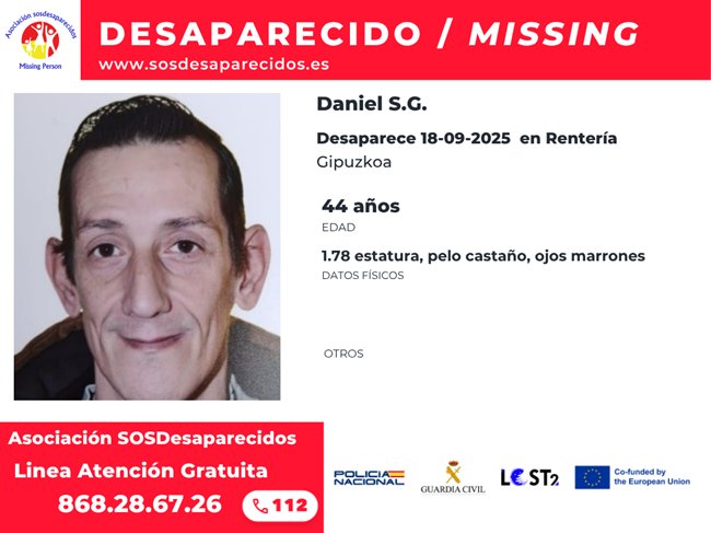 ALERTA DESAPARECIDOS (@sosdesaparecido) on Twitter photo 📢 Activamos la Red de cajeros automáticos de Euronet ATMs Cajeros España, para difundir la alerta de Daniel , desaparecido en #Rentería 
#Desaparecido #sosdesaparecidos #EuronetATMsEU facebook.com/EuronetATMsES/ 📢 Activamos la Red de cajeros automáticos de Euronet ATMs Cajeros España, para difundir la alerta de Daniel , desaparecido en #Rentería 
#Desaparecido #sosdesaparecidos #EuronetATMsEU facebook.com/EuronetATMsES/