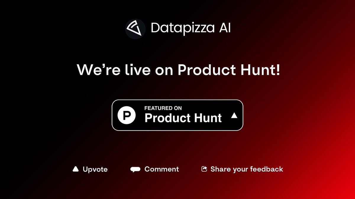 datapizza_ai's tweet photo. Our AI framework is live on Product Hunt! 🚀

A few days ago we launched our open-source framework, Datapizza AI.

And starting today, you can also find it on Product Hunt!

For those who haven’t heard of it yet, Product Hunt is a global showcase for new tech launches: every day users discover, vote for, and discuss new products in the comments.

If you’d like to learn more about our framework, check out our Product Hunt page! Here’s the link 👉 https://t.co/CrFh4Lv5VW

And if you want to support us, give us your feedback! 🙏

#datapizzaai #OpenSource #madeinitaly